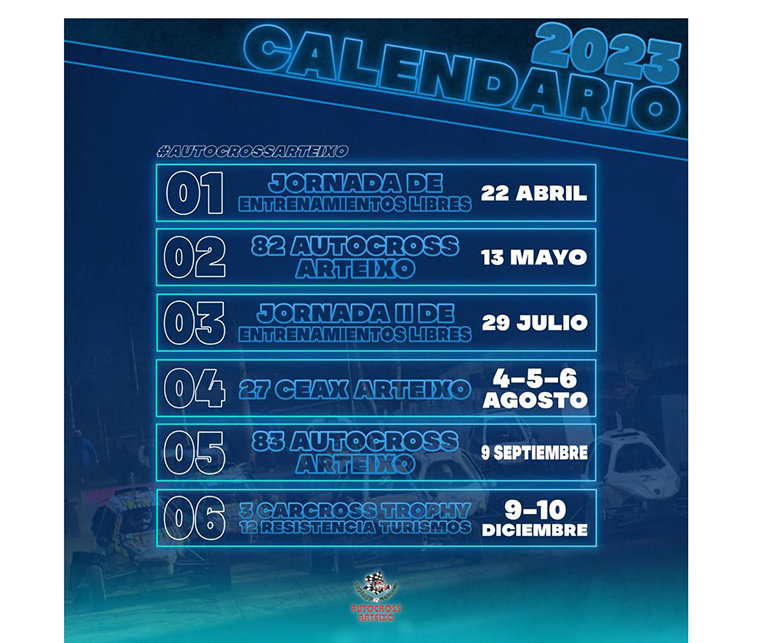 calendario de carreras y eventos del Autocross Arteixo 2023