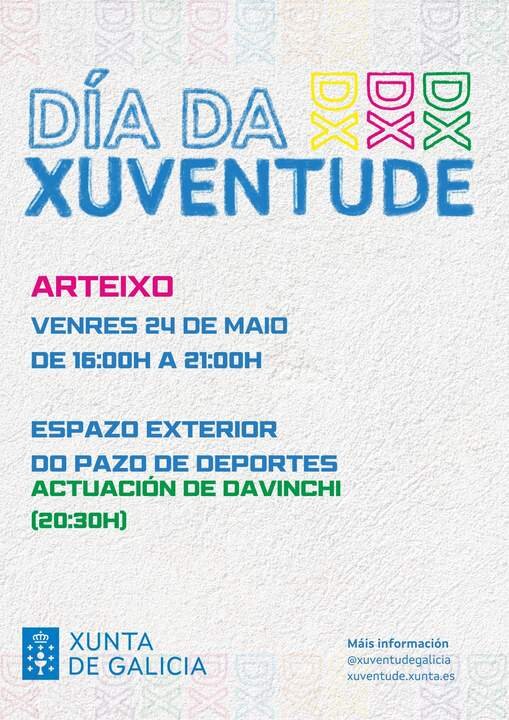 Cartel del programa "Día da Xuventude" que se celebrará en Arteixo.